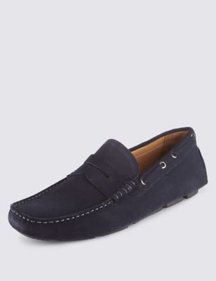 Suede Slip-on Saddle Driving Shoes